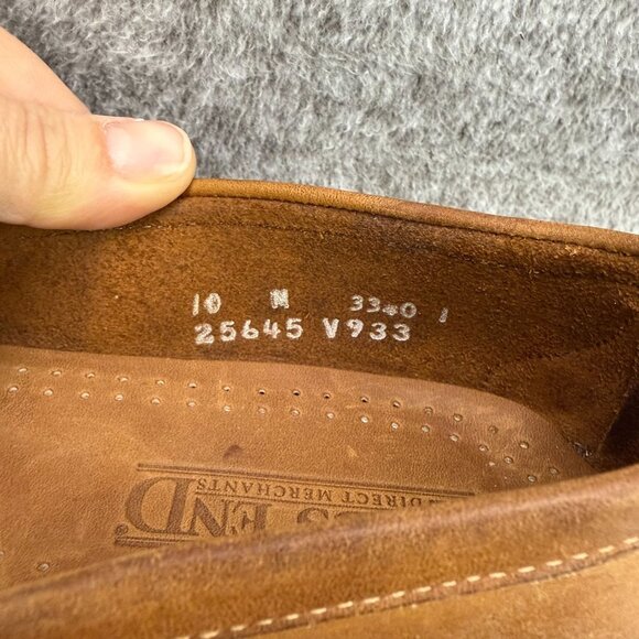 ✅Womens 10N Lands End Brown Leather Moc toe Loafers Fringe Buckle Casual Shoes - Picture 2 of 10